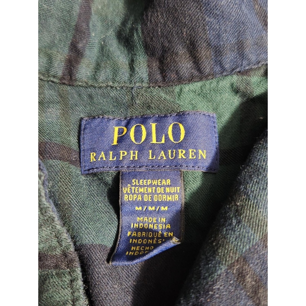 Polo Ralph Lauren Sleepwear‎ shirt Button down green blue plaid size M medium - Picture 5 of 8